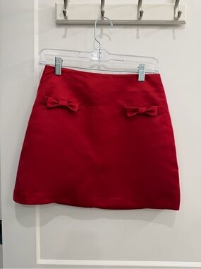H&M Red Mini Satin Skirt with Bow Details